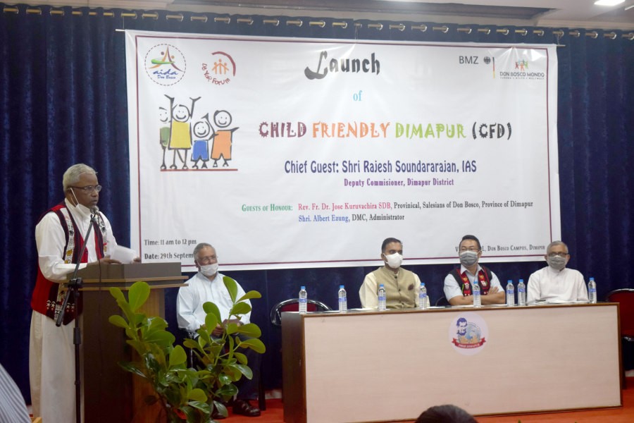 Rev Fr Dr Jose Kuruvachira SDB addressing the launching programme of ‘Child Friendly Dimapur’ in AIDA Campus on September 29.